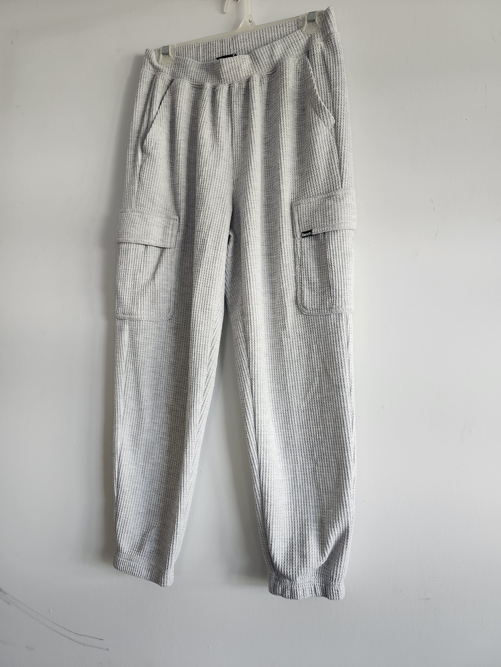 Bench Light Gray Waffle Cargo Jogger Pants | Women's Small | Recycled Poly Blend
